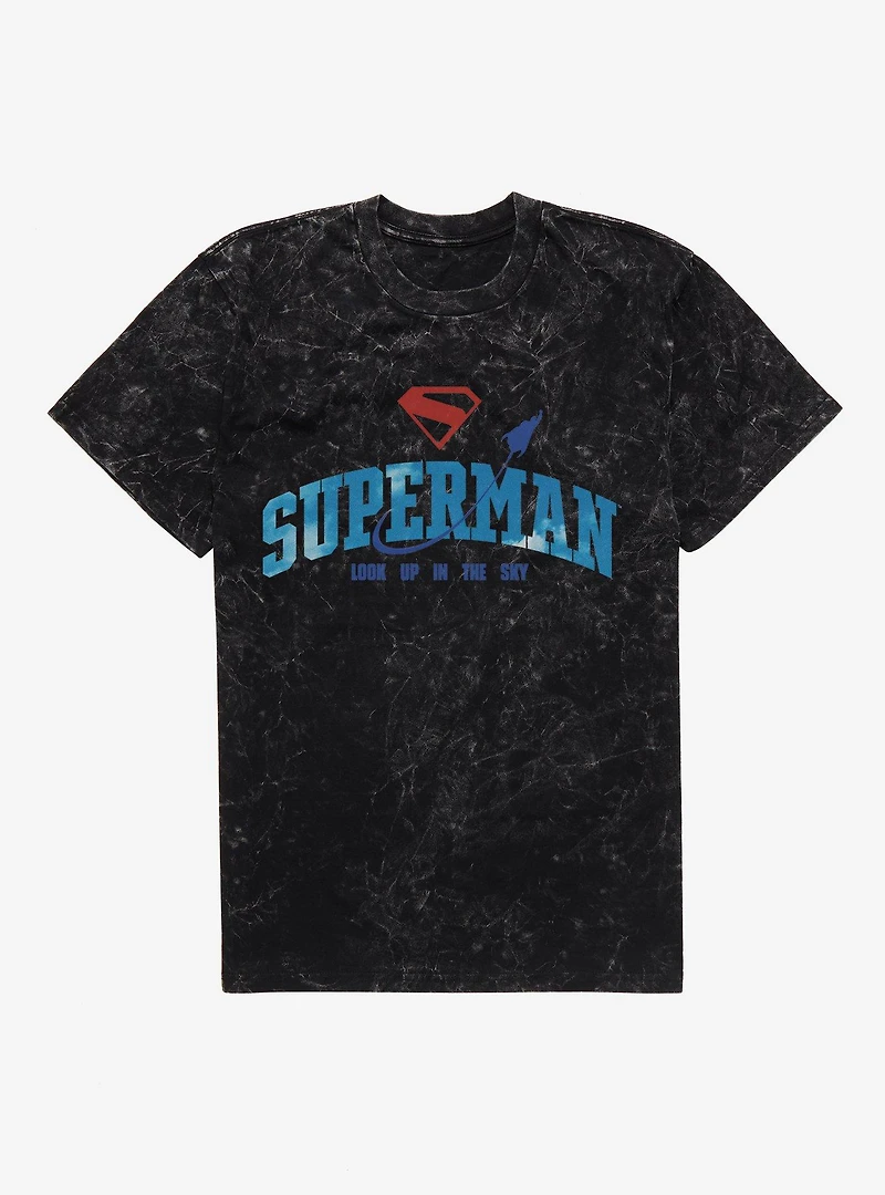 DC Comics Superman Look Up The Sky Logo Mineral Wash T-Shirt