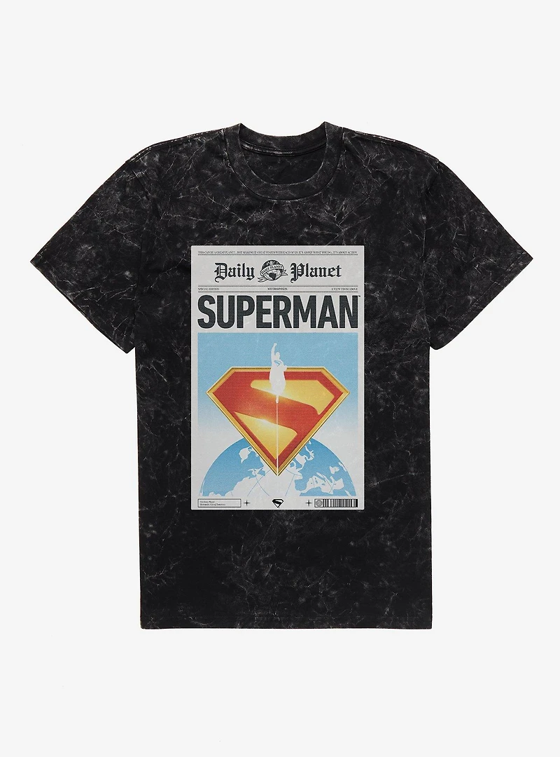 DC Comics Superman Daily Planet Front Page Mineral Wash T-Shirt