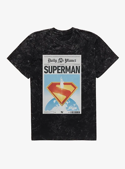 DC Comics Superman Daily Planet Front Page Mineral Wash T-Shirt