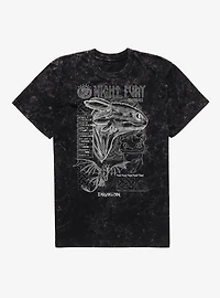 How To Train Your Dragon Night Fury Stats Mineral Wash T-Shirt