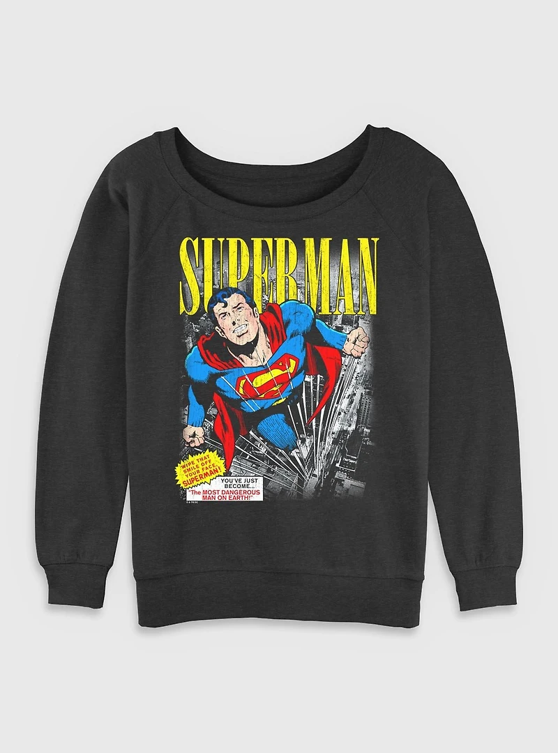 DC Comics Superman Vintage Girls Slouchy Sweatshirt BoxLunch Exclusive