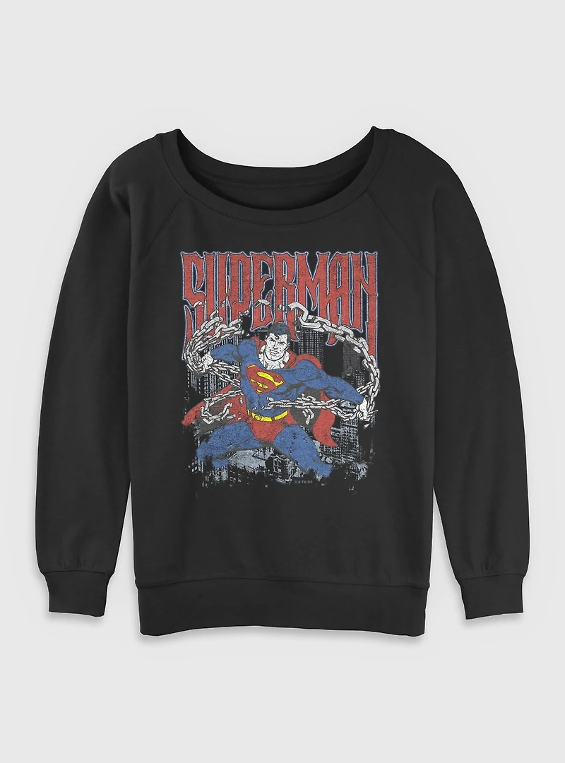 DC Comics Superman Unchained Girls Slouchy Sweatshirt BoxLunch Exclusive