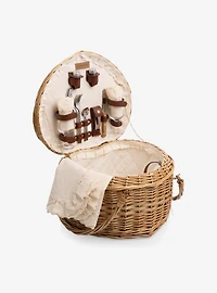 Antique White Heart Picnic Basket