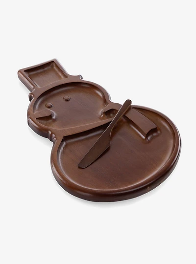 Reversible Snowman Sectioned Serving Tray With Knife