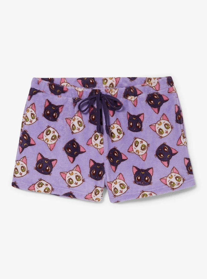 Sailor Moon Luna & Artemis Allover Print Plush Women's Plus Sleep Shorts - BoxLunch Exclusive