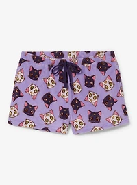 Sailor Moon Luna & Artemis Allover Print Plush Women's Plus Sleep Shorts - BoxLunch Exclusive