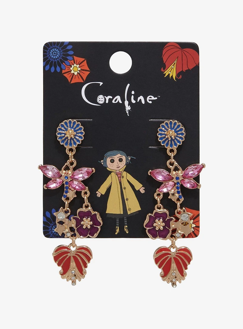 Coraline Dragonfly Floral Earrings - BoxLunch Exclusive
