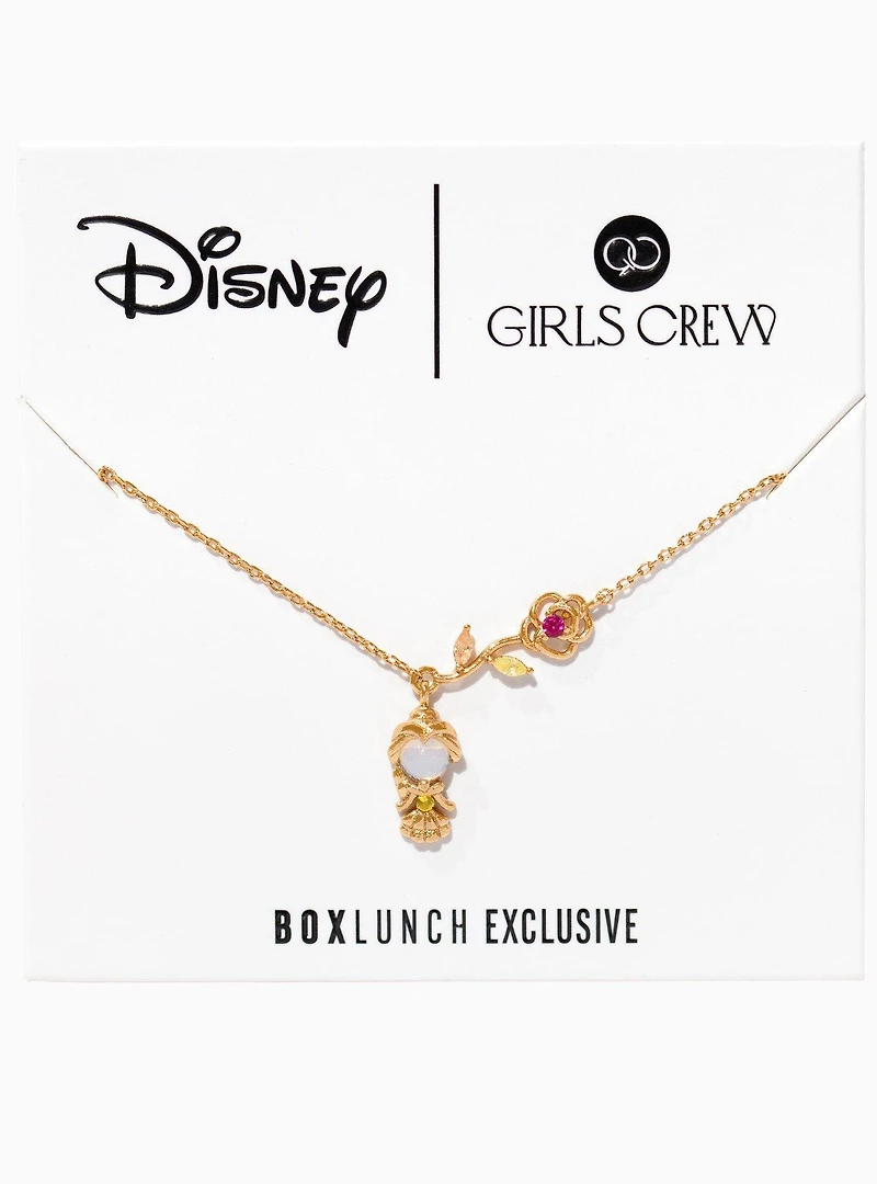 Girls Crew Disney Beauty and the Beast Belle Rose Necklace — BoxLunch Exclusive