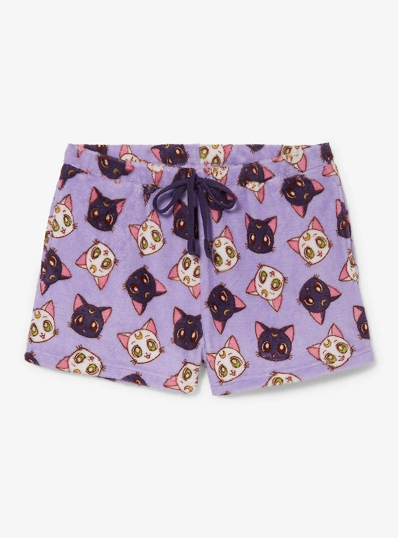 Sailor Moon Luna & Artemis Allover Print Women's Plush Sleep Shorts - BoxLunch Exclusive