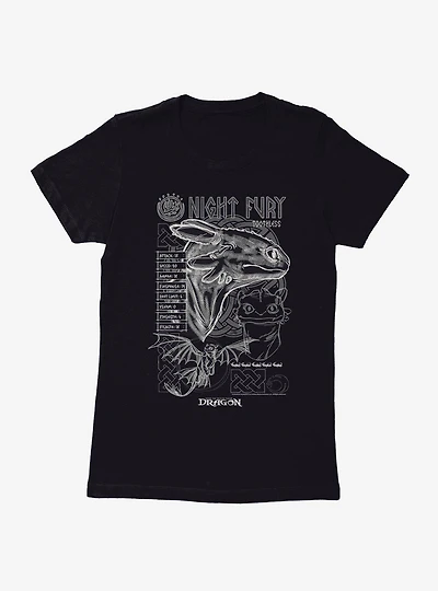 How To Train Your Dragon Night Fury Stats Womens T-Shirt