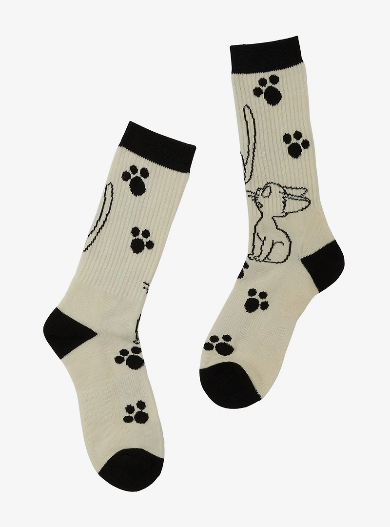 Studio Ghibli® Kiki's Delivery Service Jiji & Paw Prints Allover Print Crew Socks - BoxLunch Exclusive