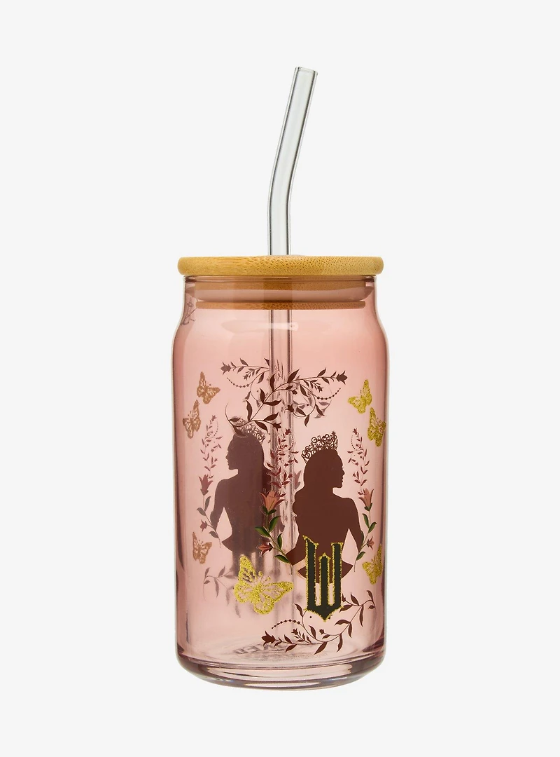 Wicked Glinda Glitter Icons Glass Cup with Straw - BoxLunch Exclusive