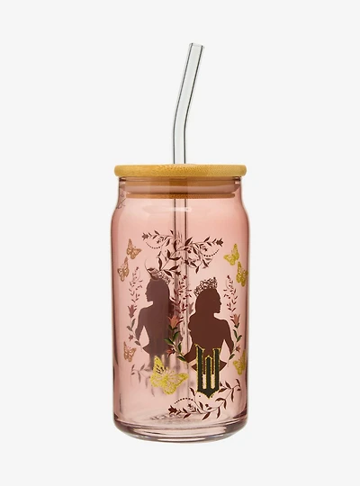 Wicked Glinda Glitter Icons Glass Cup with Straw - BoxLunch Exclusive