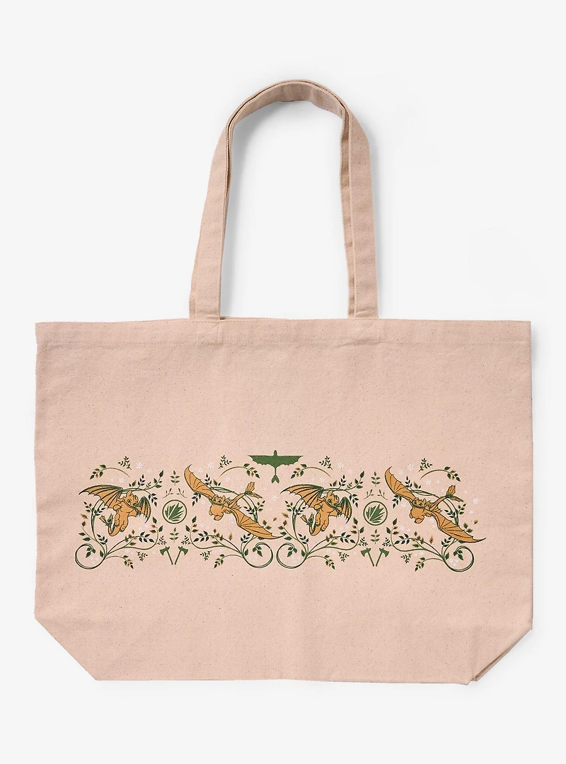 DreamWorks How To Train Your Dragon Tonal Toothless Floral Canvas Tote - BoxLunch Exclusive