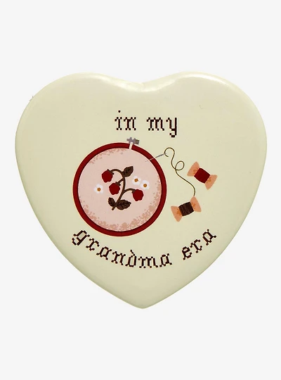 In My Grandma Era Heart-Shaped Button Pin