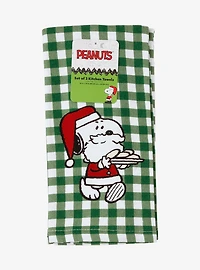 Peanuts Snoopy Santa Gingham Holiday Kitchen Towel Set