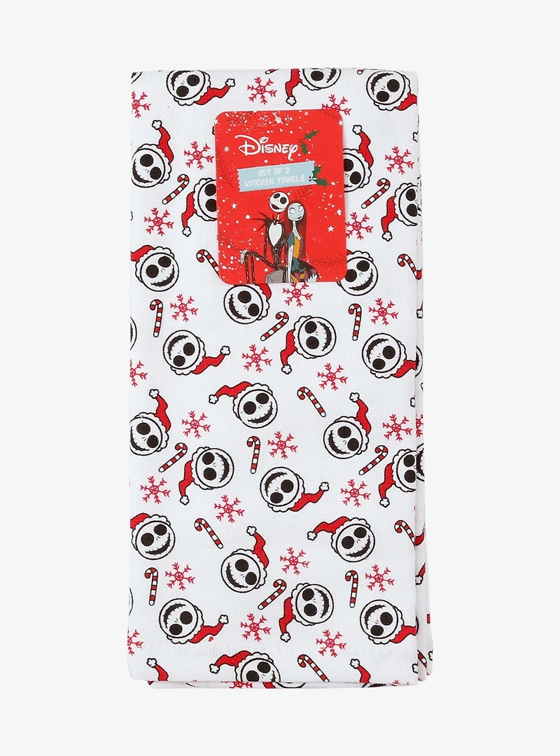 Disney The Nightmare Before Christmas Jack Skellington Candy Cane Holiday Kitchen Towel Set