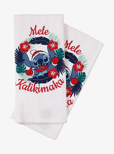 Disney Lilo & Stitch Mele Kalikimaka Holiday Kitchen Towel Set