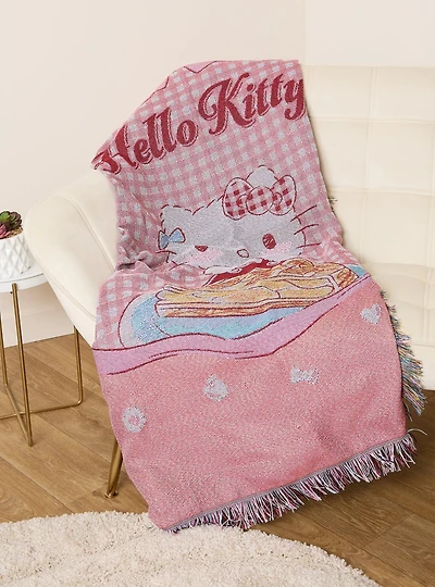 Sanrio Hello Kitty Gingham Portrait Tapestry Throw - BoxLunch Exclusive