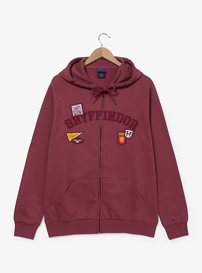 Harry Potter Gryffindor Embroidered Badges Zippered Hoodie — BoxLunch Exclusive