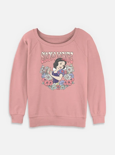 Disney Princesses Snow White Floral Wreath Womens Slouchy Sweatshirt