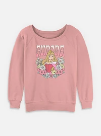 Disney Princesses Aurora Floral Wreath Womens Slouchy Sweatshirt