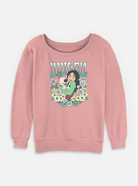 Disney Princesses Mulan Floral Wreath Womens Slouchy Sweatshirt
