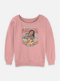 Disney Princesses Pocahontas Floral Wreath Womens Slouchy Sweatshirt