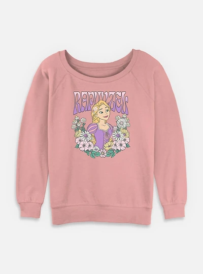 Disney Princesses Rapunzel Floral Wreath Womens Slouchy Sweatshirt