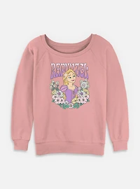 Disney Princesses Rapunzel Floral Wreath Womens Slouchy Sweatshirt