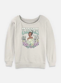 Disney Princesses Tiana Floral Wreath Womens Slouchy Sweatshirt