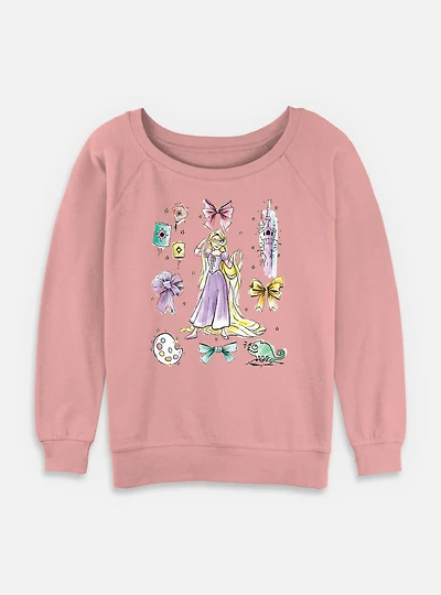 Disney Princesses Rapunzel Bows Womens Slouchy Sweatshirt
