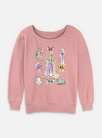 Disney Princesses Rapunzel Bows Womens Slouchy Sweatshirt
