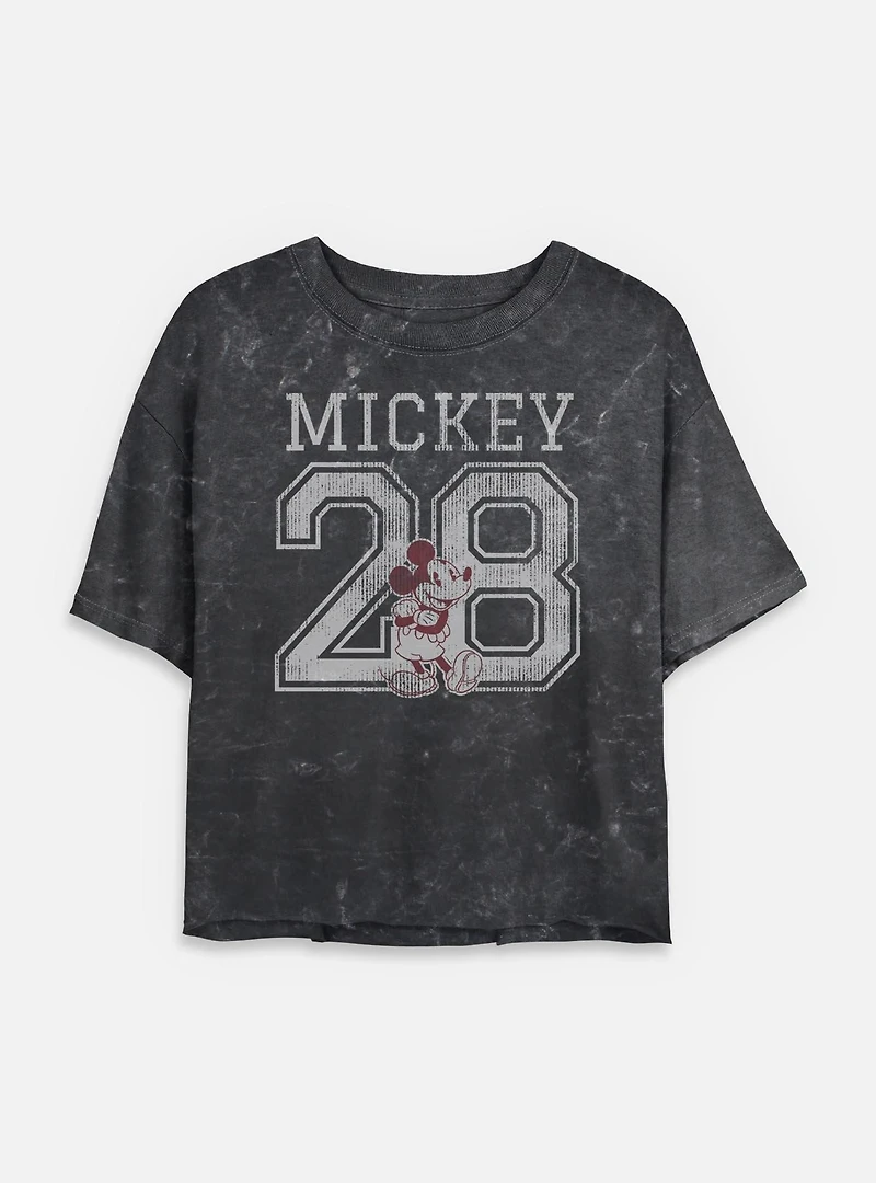 Disney Mickey Mouse 28 Mineral Wash Womens Crop T-Shirt
