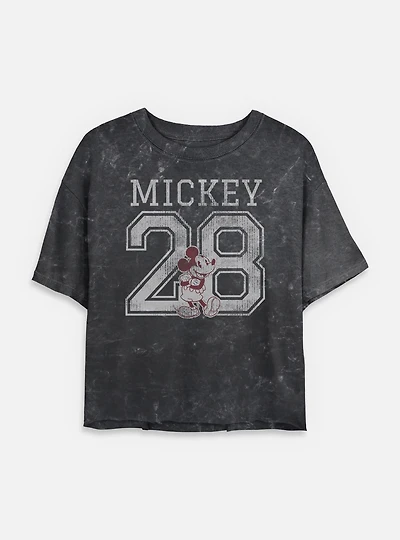 Disney Mickey Mouse 28 Mineral Wash Womens Crop T-Shirt