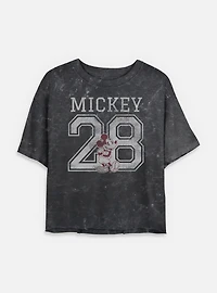 Disney Mickey Mouse 28 Mineral Wash Womens Crop T-Shirt