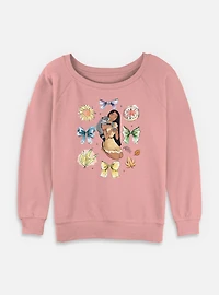 Disney Princesses Pocahontas Bows Womens Slouchy Sweatshirt
