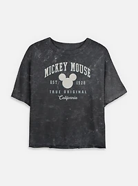 Disney Mickey Mouse 1928 Cali Mineral Wash Womens Crop T-Shirt