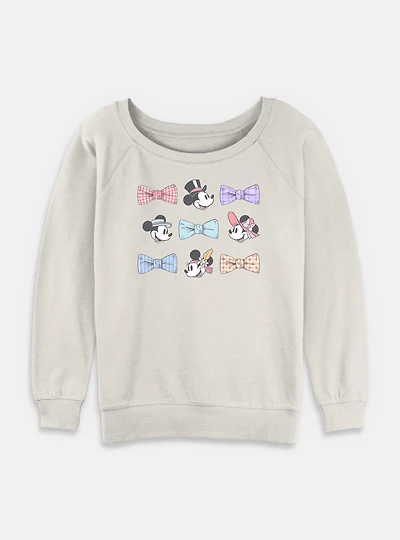 Disney Mickey Mouse Bows Womens Slouchy Sweatshirt