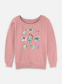 Disney Princesses Ariel Bows Womens Slouchy Sweatshirt