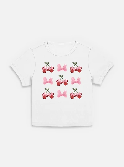Disney Minnie Mouse Cherries And Bows Women Baby T-Shirt