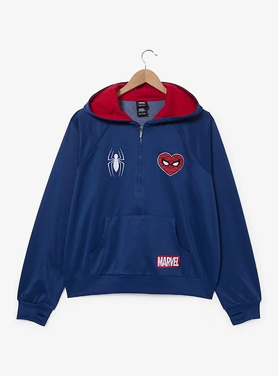 Marvel Spider-Man Women's Plus Cropped Active Quarter Zip Hoodie — BoxLunch Exclusive