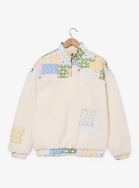 Disney Princess Patchwork Sherpa Quarter Zip Crewneck - BoxLunch Exclusive