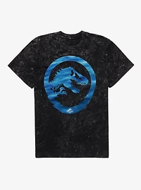 Jurassick World Rebirth Aqua Logo Mineral Wash T-Shirt