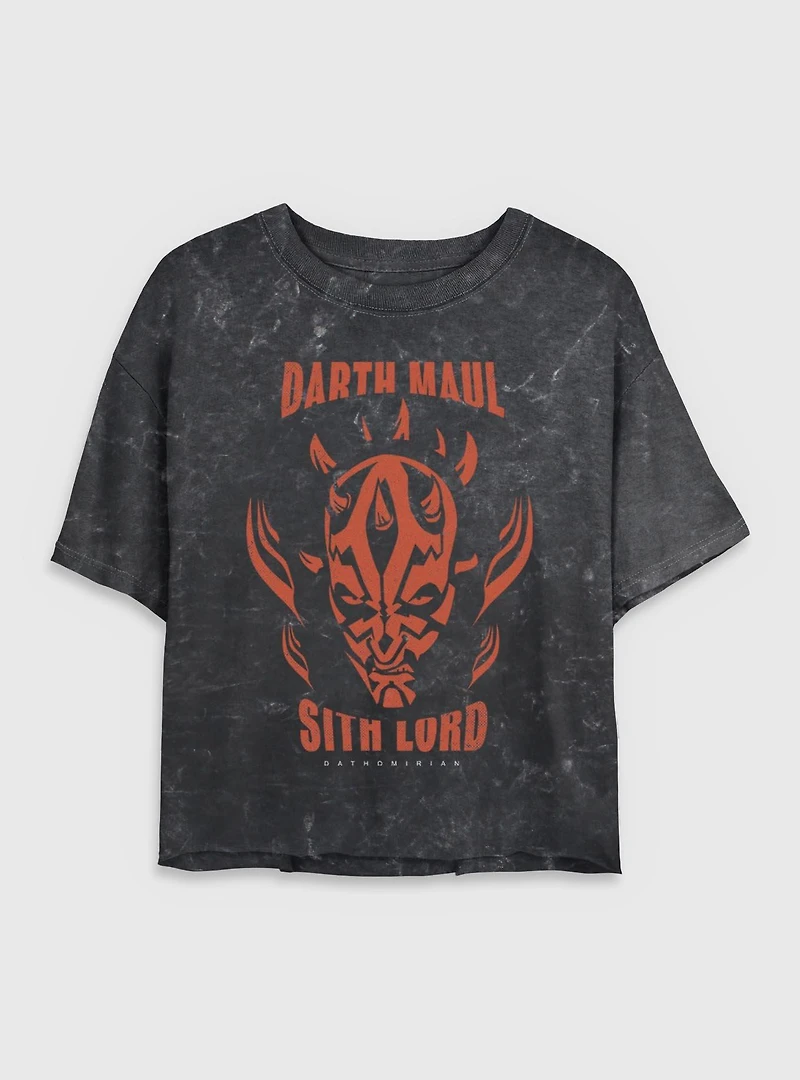 Star Wars Dathomirian Maul Mineral Wash Womens Crop T-Shirt