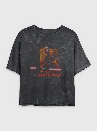 Star Wars Darth Maul Mineral Wash Womens Crop T-Shirt