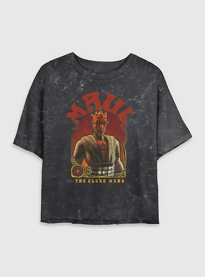 Star Wars: The Clone Wars Maul Nouveau Mineral Wash Womens Crop T-Shirt