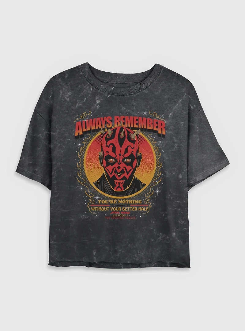 Star Wars Always Remember Darth Maul Mineral Wash Womens Crop T-Shirt