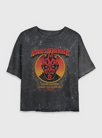 Star Wars Always Remember Darth Maul Mineral Wash Womens Crop T-Shirt