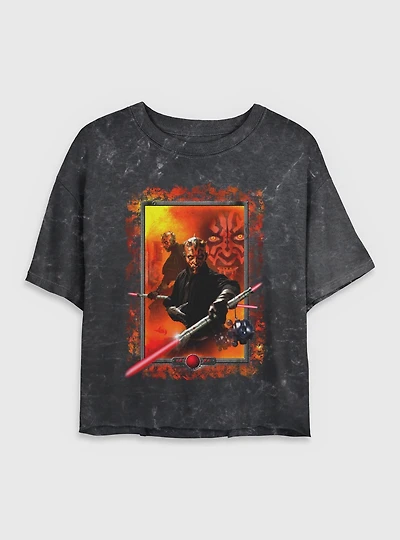 Star Wars Maul Frame Womens Mineral Wash Crop T-Shirt